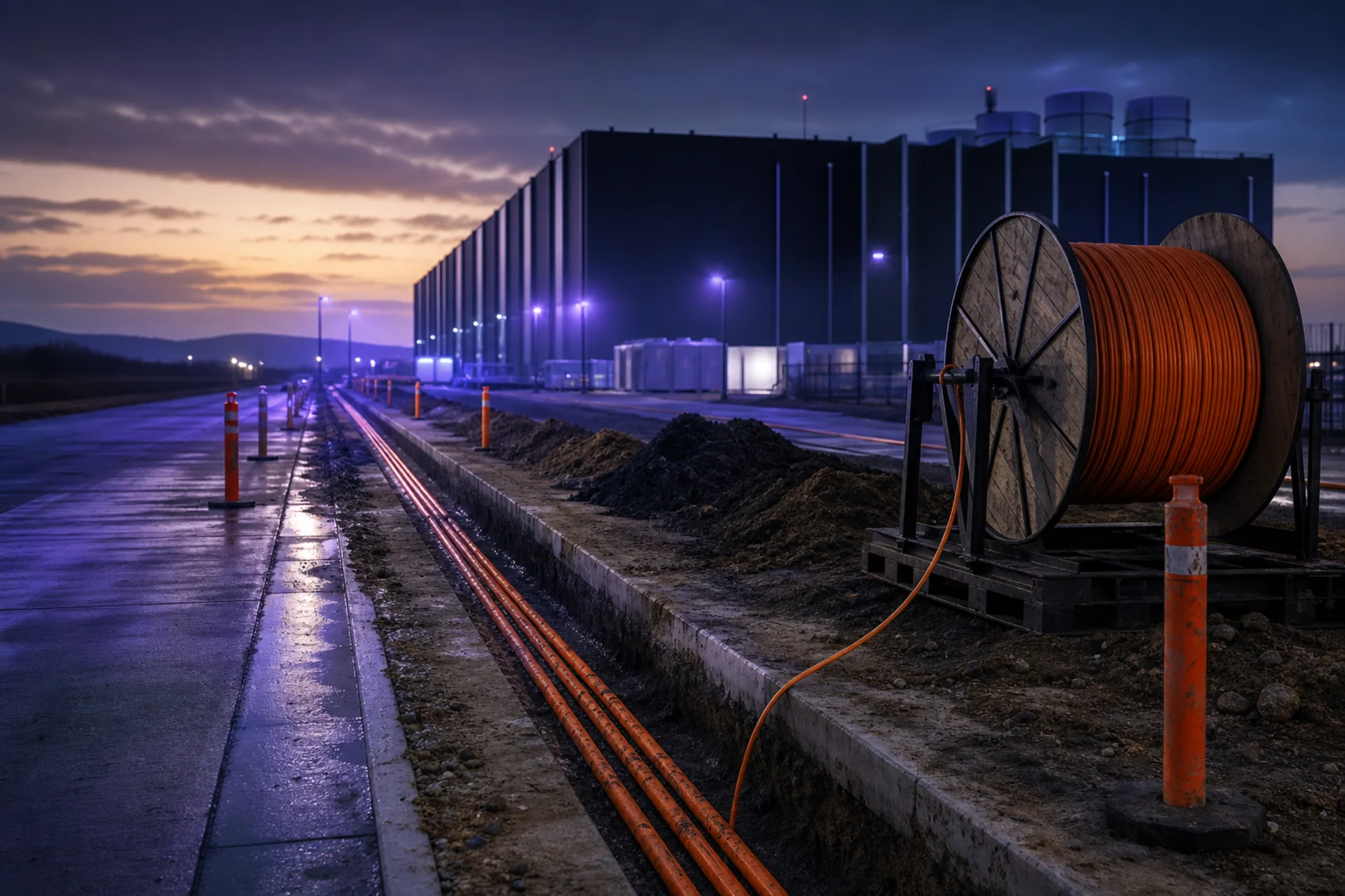 Imagen ilustrativa de una instalación de fibra óptica en un data center